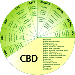 Graph of cannabinoids and medicinal effects