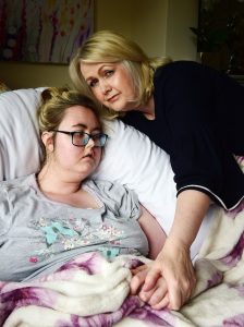 sad cancer patients in hosptial 