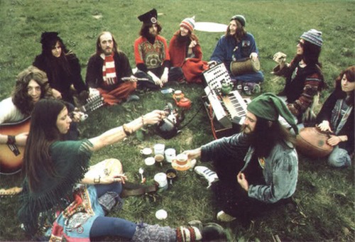 group of hippies using cannabis